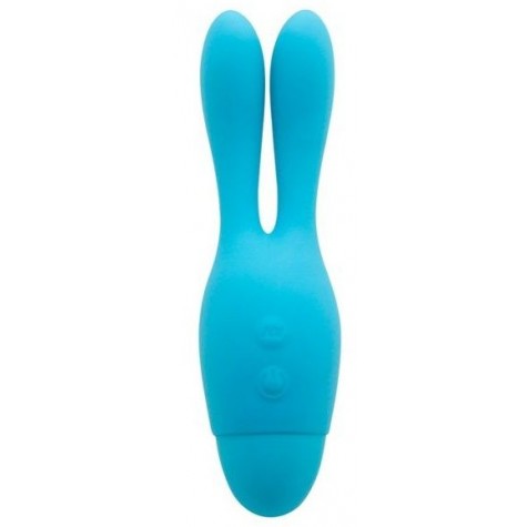 Голубой вибратор INDULGENCE Dream Bunny - 15 см.