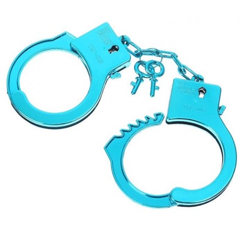 Голубые пластиковые наручники "Блеск"