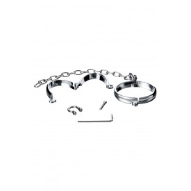 Серебристые металлические наручники с цепочкой Metal - размер S