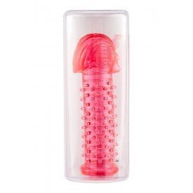 Красная насадка на пенис с шипами и кольцами "Фараон" - 14 см.